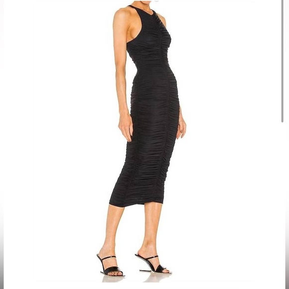 A.L.C Adrienne NWT Runched Midi Black Dress - Picture 2 of 6